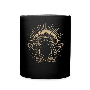 Boho Mushrooms & Minimalism Goblincore Aesthetic - Full Colour Mug - black - Front