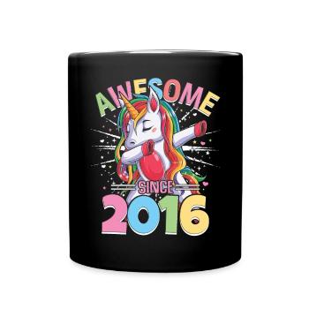 Regenbogen Einhorn 7. Geburtstag Mädchen 7 Jahre - Tasse einfarbig - Schwarz - Vorne