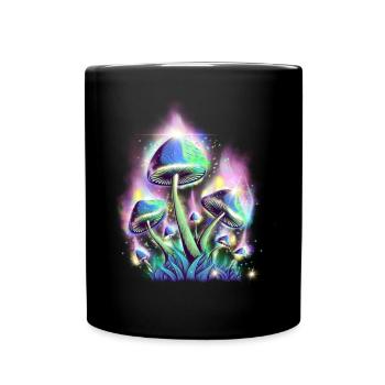 Cottagecore Aesthetic Retro Mushrooms and Mycology - Full Colour Mug - black - Front