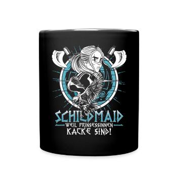 Schieldmaiden! Nordische Mythologie Wikinger - Tasse einfarbig - Schwarz - Vorne