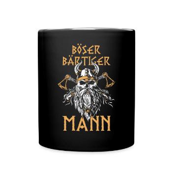 Böser bärtiger Mann! Nordische Mythologie Wikinger - Tasse einfarbig - Schwarz - Vorne