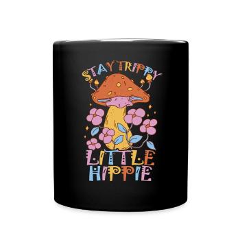 Cottagecore Aesthetic Retro Mushrooms and Mycology - Full Colour Mug - black - Front