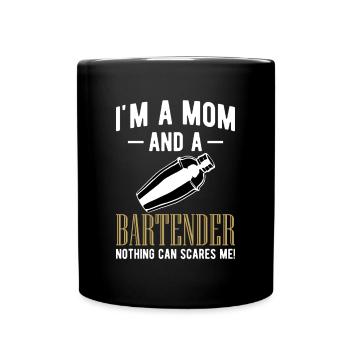 Dans Une maman et une chemise de barman - Mug uni - noir - Devant