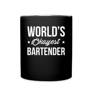 Worlds Okayest Barman Shirt Bartender Cadeau - Mug uni - noir - Devant