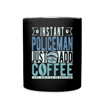 Policeman coffee saying - Full Colour Mug - black - Front