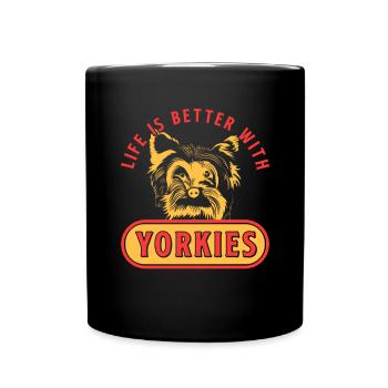 Yorkshire Terrier Yorkie Hund Geschenk - Tasse einfarbig - Schwarz - Vorne