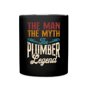 Plumbing Plumber Dad Vintage Retro - Full Colour Mug - black - Front