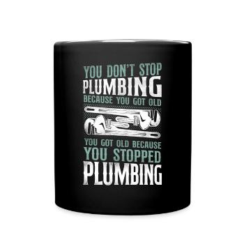 Plumbing Plumber Retired Vintage - Full Colour Mug - black - Front