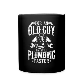 Plumbing Plumber Grandpa Retired - Full Colour Mug - black - Front