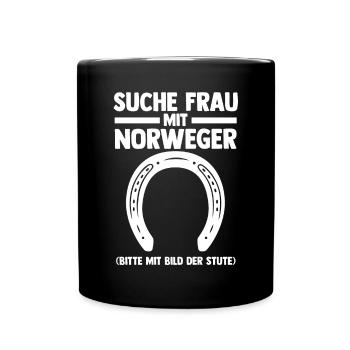 Pferd Reitsport Reiten Pferdesport Norweger - Tasse einfarbig - Schwarz - Vorne