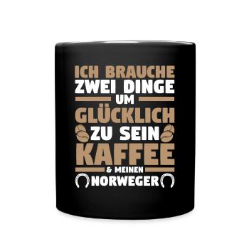 Pferd Reitsport Reiten Pferdesport Kaffee Norweger - Tasse einfarbig - Schwarz - Vorne