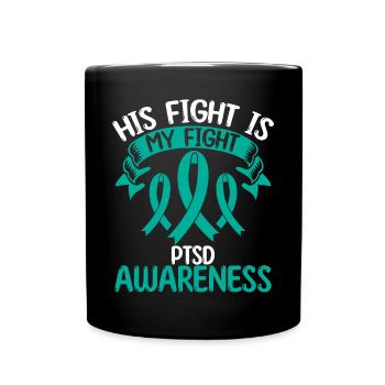 Mois du ruban du SSPT Son combat est mon combat - Mug uni - noir - Devant