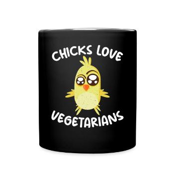 Vegetable Lover Vegetarian Gifts - Full Colour Mug - black - Front