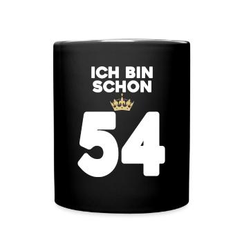 54. Geburtstag Geschenk - 54 Jahre mit Krone - Tasse einfarbig - Schwarz - Vorne