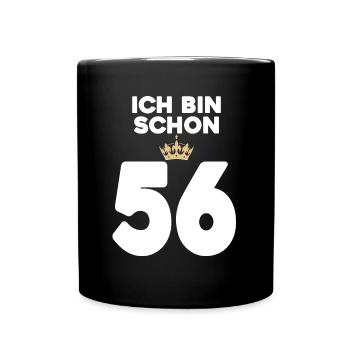 56. Geburtstag Geschenk - 56 Jahre mit Krone - Tasse einfarbig - Schwarz - Vorne