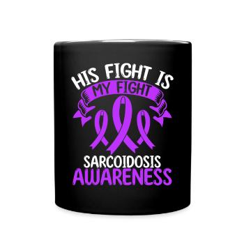 Mois du ruban de sarcoïdose Son combat est mon combat - Mug uni - noir - Devant