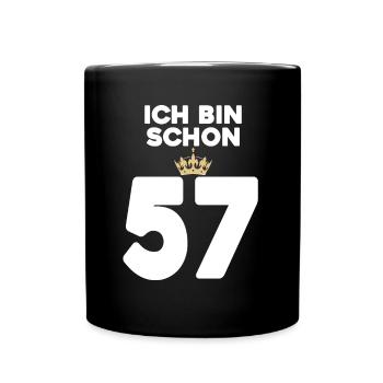 57. Geburtstag Geschenk - 57 Jahre mit Krone - Tasse einfarbig - Schwarz - Vorne