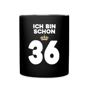 36. Geburtstag Geschenk - 36 Jahre mit Krone - Tasse einfarbig - Schwarz - Vorne