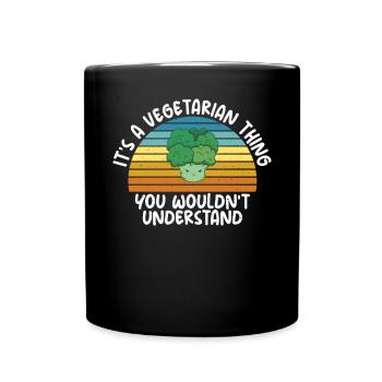 Vegetable Lover Vegetarian Gifts - Full Colour Mug - black - Front