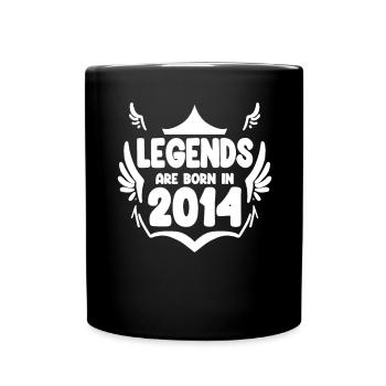 2014 - Jahrgang 2014 - Baujahr 2014 Geschenk - Tasse einfarbig - Schwarz - Vorne