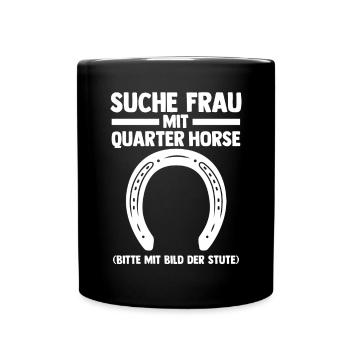 Pferd Reitsport Reiten Pferdesport Quarter Horse - Tasse einfarbig - Schwarz - Vorne