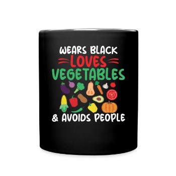 Vegetable Lover Vegetarian Gifts - Full Colour Mug - black - Front