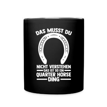 Pferd Reitsport Reiten Pferdesport Quarter Horse - Tasse einfarbig - Schwarz - Vorne