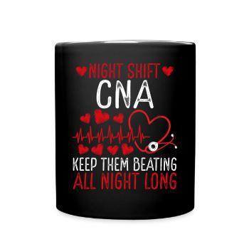 Infirmière auxiliaire de nuit de l’AIIC battements cardiaques - Mug uni - noir - Devant