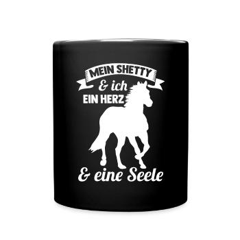 Pferd Reitsport Reiten Pferdesport Shetty - Tasse einfarbig - Schwarz - Vorne