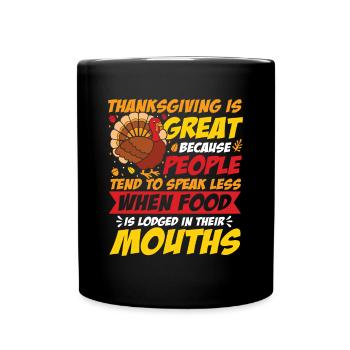 Thanksgiving Is Great für die Familie - Tasse einfarbig - Schwarz - Vorne