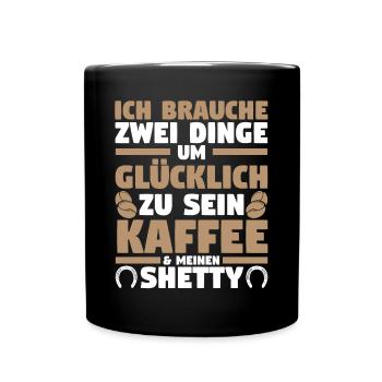 Pferd Reitsport Reiten Pferdesport Kaffee Shetty - Tasse einfarbig - Schwarz - Vorne