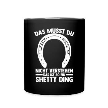 Pferd Reitsport Reiten Pferdesport Shetty - Tasse einfarbig - Schwarz - Vorne