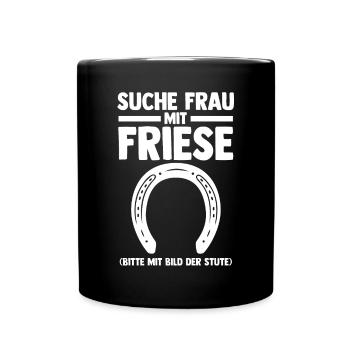 Pferd Reitsport Reiten Pferdesport Friese - Tasse einfarbig - Schwarz - Vorne