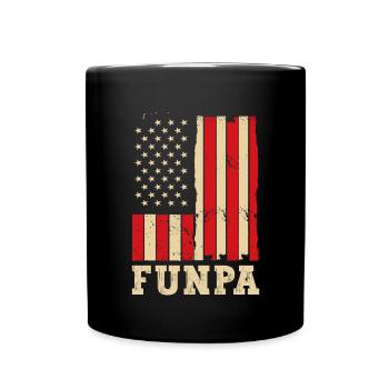 Funpa Us Flag Papa Opa Vatertag - Tasse einfarbig - Schwarz - Vorne