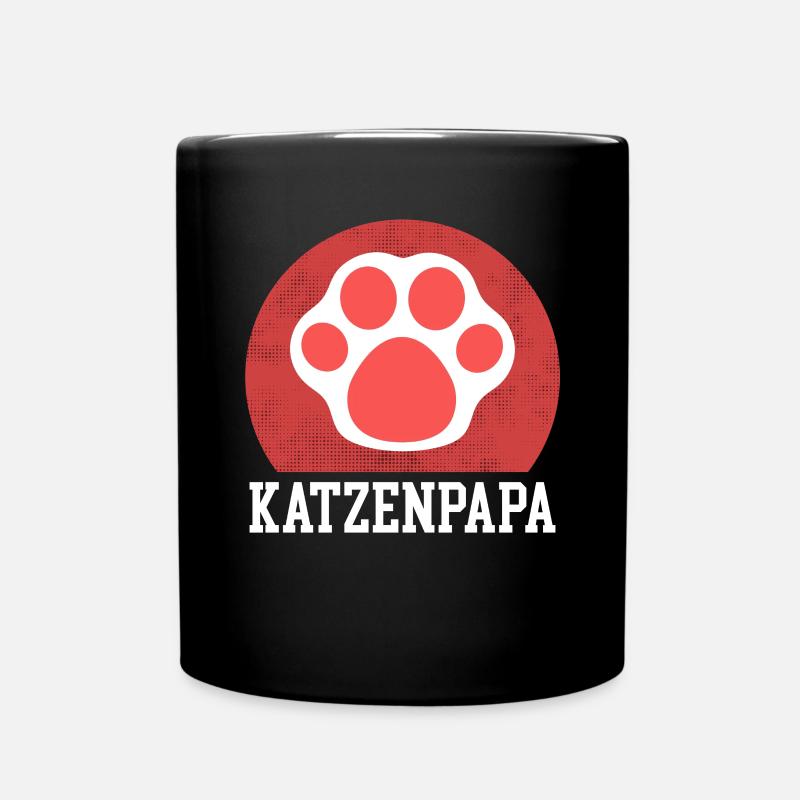 Katzenpapa Katzen | Katzenbesitzer Geschenk - Tasse einfarbig - Schwarz
