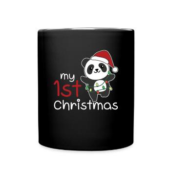 Panda Weihnachten Pandas my 1st Christmas - Full Colour Mug - black - Front