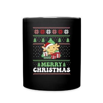 Joyeux Noël rétro moche Noël Axolotl - Mug uni - noir - Devant