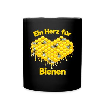 Ein Herz Für Bienen Imker Honig - Tasse einfarbig - Schwarz - Vorne