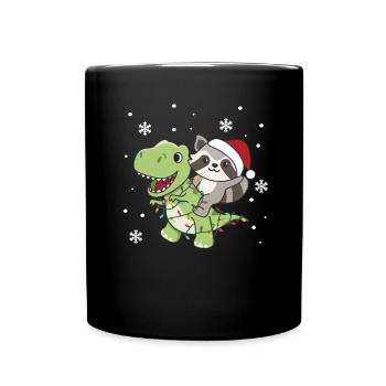 Raton laveur, Trex, Noël, Neige, Hiver, Animaux - Mug uni - noir - Devant
