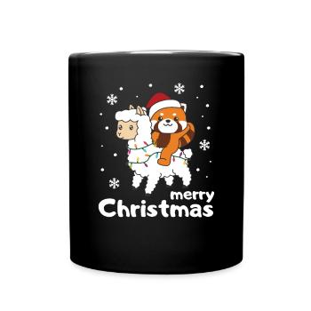 Red Panda Llama Christmas Snow Winter Animals - Full Colour Mug - black - Front