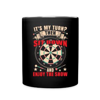 Lustiger Dart Humor Darts Spieler - Tasse einfarbig - Schwarz - Vorne