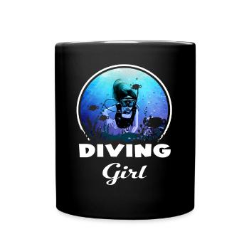 Cadeau de plongée Fille de plongée - Mug uni - noir - Devant