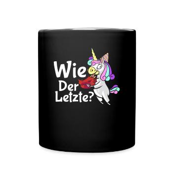 Drachen Wie Das Letzte Einhorn frisst Drache - Tasse einfarbig - Schwarz - Vorne