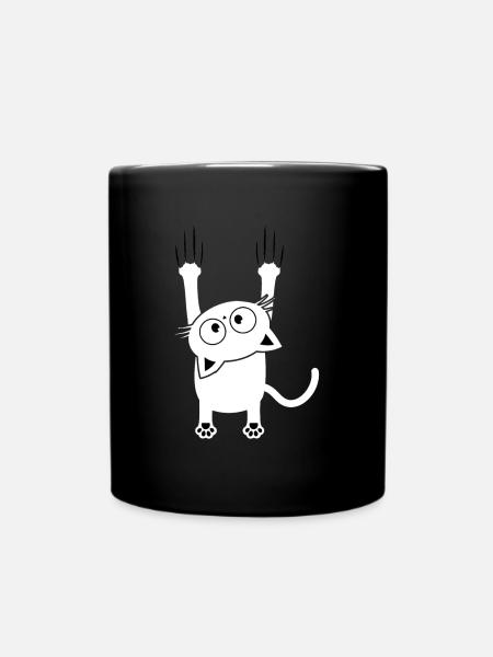 Katze fällt Kratzer Kätzchen - Tasse einfarbig - Schwarz