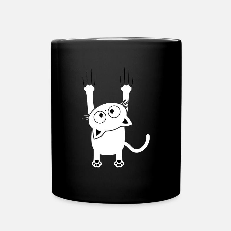 Katze fällt Kratzer Kätzchen - Tasse einfarbig - Schwarz