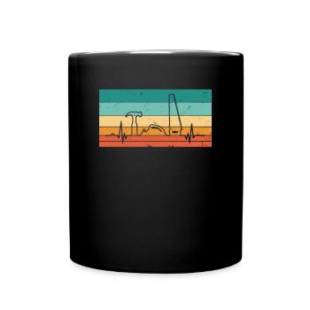 Vintage heartbeat carpenter wood craftsman - Full Colour Mug - black - Front