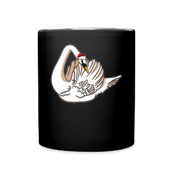 Schwan mit Christmas Sweater - Tasse einfarbig - Schwarz - Vorne
