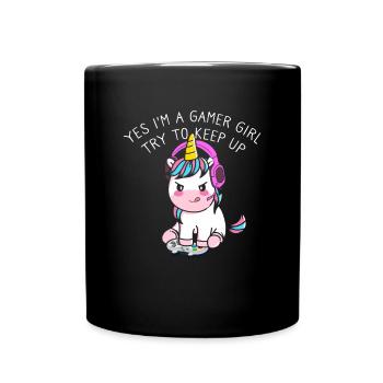 Oui, je suis une fille de joueur Essayez de garder Gamer - Mug uni - noir - Devant