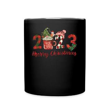 Merry Christmas 2023 Winter Red Plaid Dwarf - Full Colour Mug - black - Front