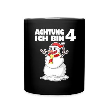4.Geburtstag 4 Jahre alt Schneemann Geschenk - Tasse einfarbig - Schwarz - Vorne
